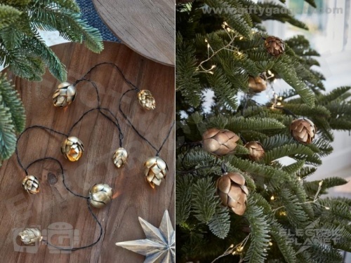 Gold Pinecone LED Light Chain