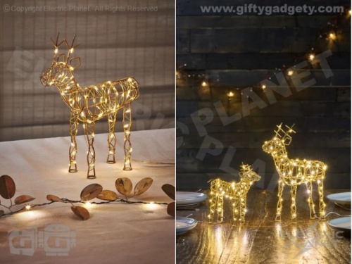 Gold Wire LED Reindeer - 26cm
