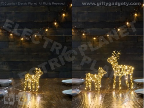 Gold Wire LED Reindeer - 16cm