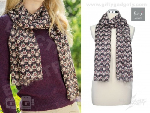 Helena Flower Print Scarf - Charcoal