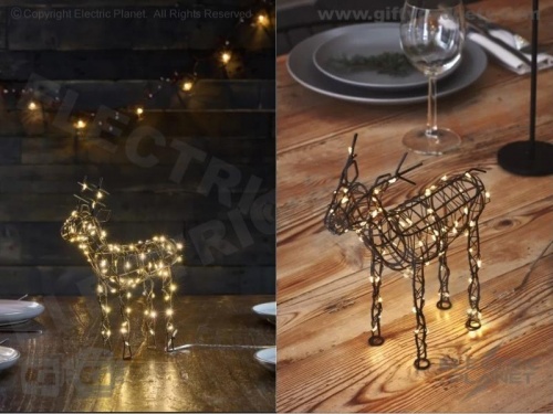 Brown Wire LED Reindeer - 26cm