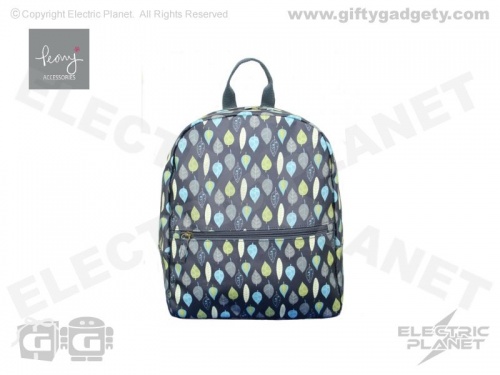 Leaves Print Backpack Handbag - Charcoal