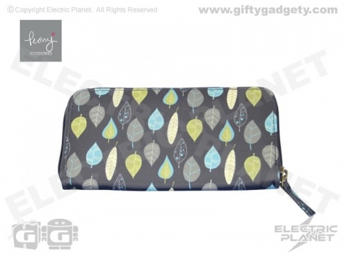 Leaves Print Purse - Charcoal