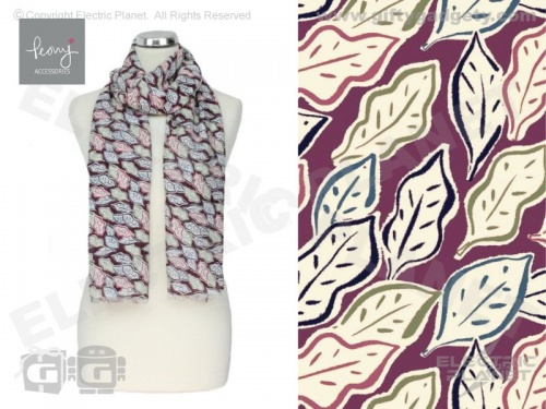 Scattered Leaves Scarf - Plum