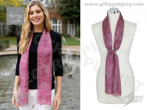 Wavy Spot Silk Scarf - Raspberry