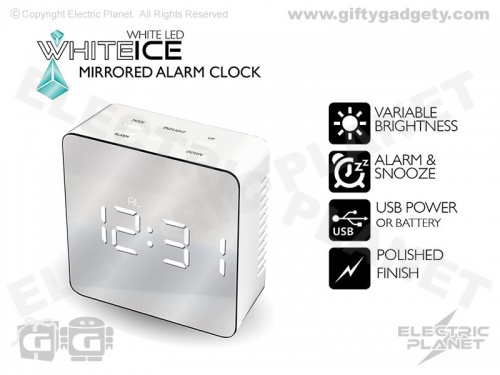 White Mirrored LED Clock